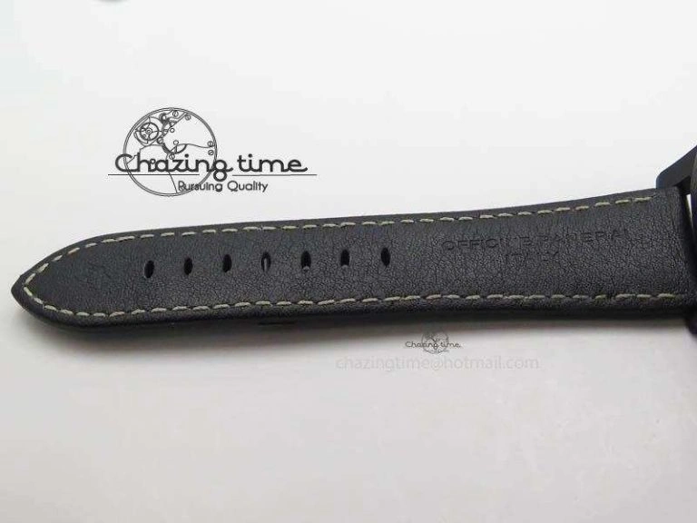 HighQuality PAM607 Q V6F Best Edition Real Ceramic on Black Leather Strap P 8572