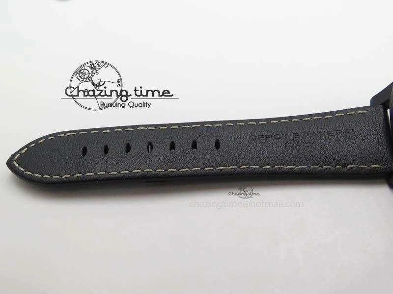 HighQuality PAM607 Q V6F Best Edition Real Ceramic on Black Leather Strap P 8572