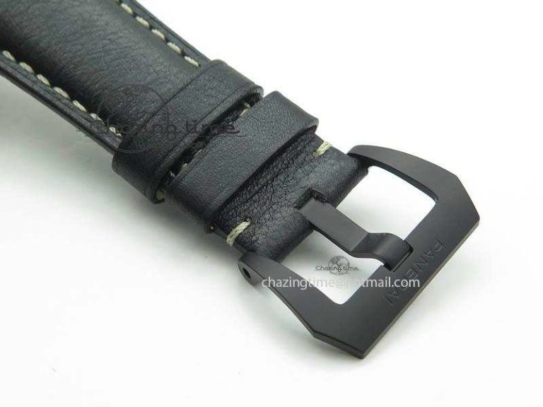 HighQuality PAM607 Q V6F Best Edition Real Ceramic on Black Leather Strap P 8572
