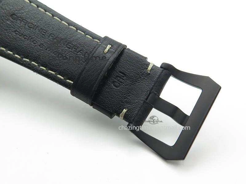 HighQuality PAM607 Q V6F Best Edition Real Ceramic on Black Leather Strap P 8572