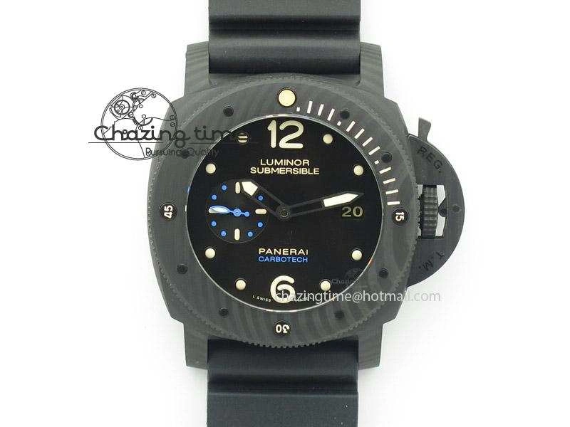 PAM616 Carbotech JF Best Edition On Blue Logo Black Rubber Strap P9000 Clone Sleek 8539
