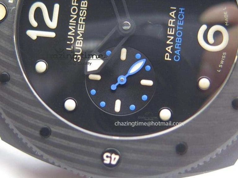 PAM616 Carbotech JF Best Edition On Blue Logo Black Rubber Strap P9000 Clone Sleek 8539