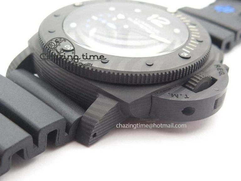 PAM616 Carbotech JF Best Edition On Blue Logo Black Rubber Strap P9000 Clone Sleek 8539
