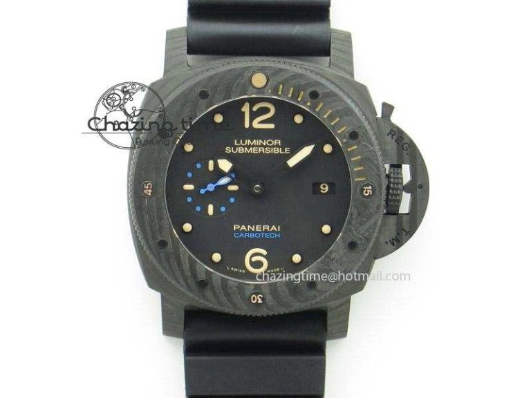 PAM616 Carbotech V6F Best Edition on Blue Logo Black Rubber Strap P Comfortable 8576