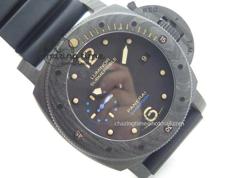 PAM616 Carbotech V6F Best Edition on Blue Logo Black Rubber Strap P Comfortable 8576