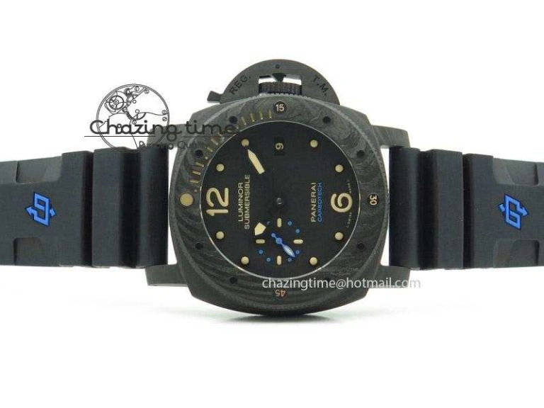 PAM616 Carbotech V6F Best Edition on Blue Logo Black Rubber Strap P Comfortable 8576