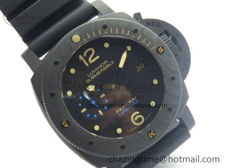 PAM616 Carbotech VSF Best Edition On Blue Logo Black Rubber Strap P.9000 Super Clone V3 (Free Leather Strap) WeatherProof 8435