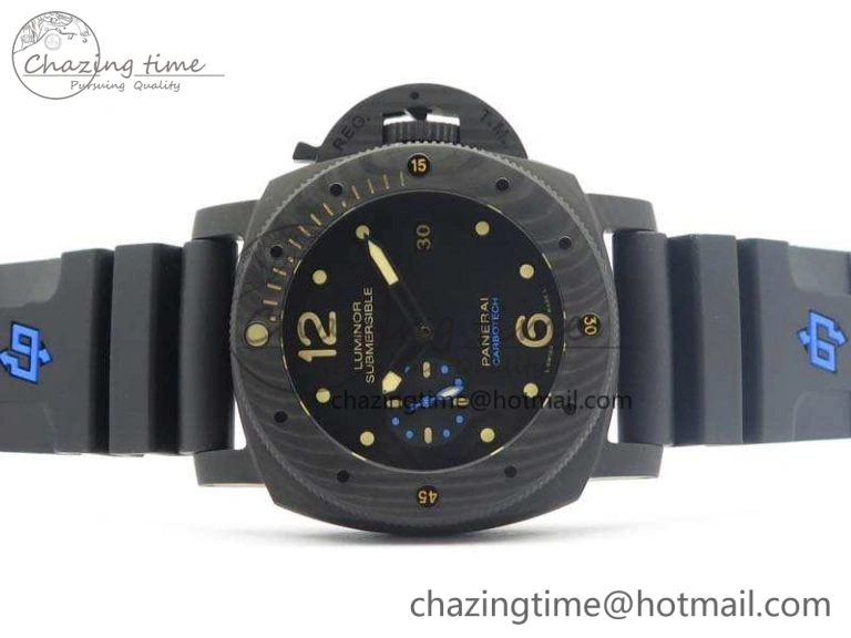 PAM616 Carbotech VSF Best Edition On Blue Logo Black Rubber Strap P.9000 Super Clone V3 (Free Leather Strap) WeatherProof 8435
