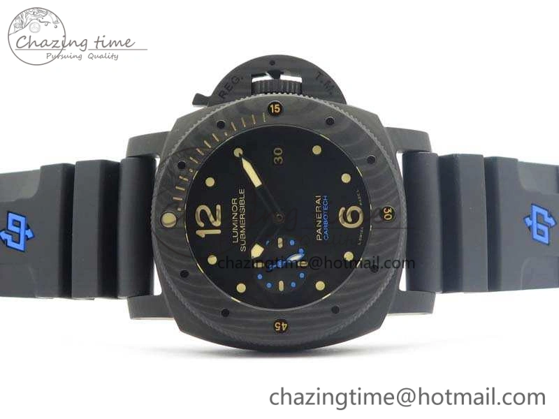PAM616 Carbotech VSF Best Edition On Blue Logo Black Rubber Strap P.9000 Super Clone V3 (Free Leather Strap) WeatherProof 8435