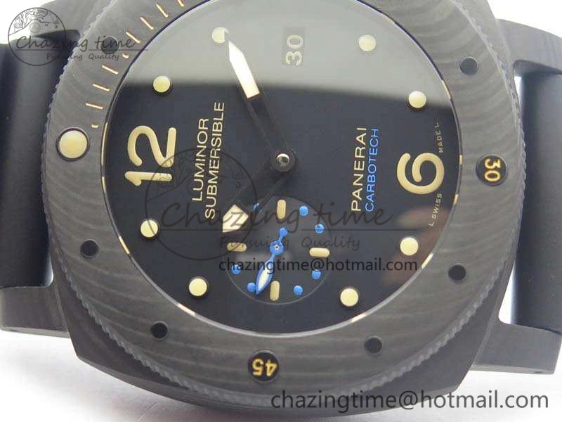 PAM616 Carbotech VSF Best Edition On Blue Logo Black Rubber Strap P.9000 Super Clone V3 (Free Leather Strap) WeatherProof 8435