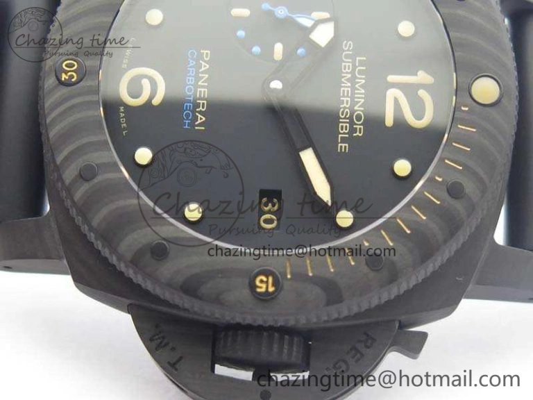 PAM616 Carbotech VSF Best Edition On Blue Logo Black Rubber Strap P.9000 Super Clone V3 (Free Leather Strap) WeatherProof 8435