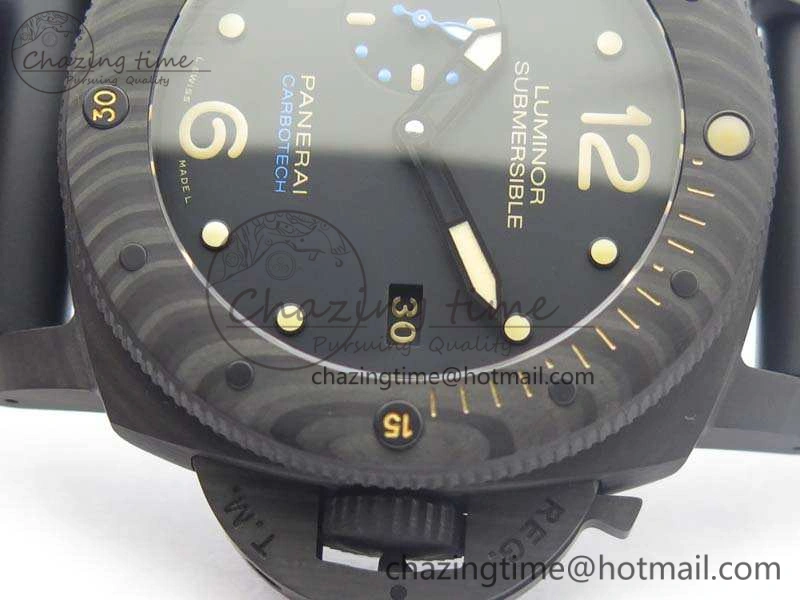 PAM616 Carbotech VSF Best Edition On Blue Logo Black Rubber Strap P.9000 Super Clone V3 (Free Leather Strap) WeatherProof 8435