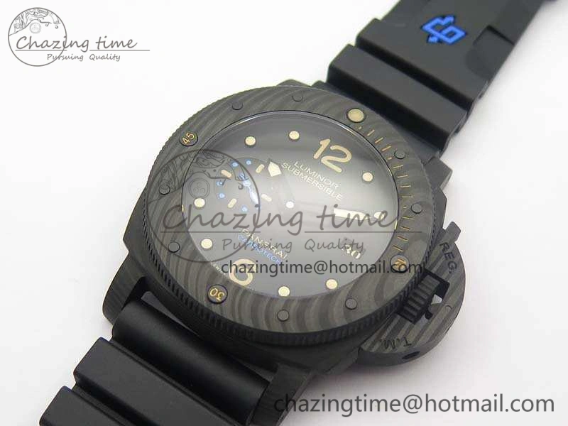 PAM616 Carbotech VSF Best Edition On Blue Logo Black Rubber Strap P.9000 Super Clone V3 (Free Leather Strap) WeatherProof 8435