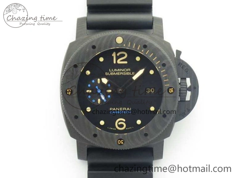 PAM616 Carbotech VSF Best Edition On Blue Logo Black Rubber Strap P.9000 Super Clone V3 (Free Leather Strap) WeatherProof 8435
