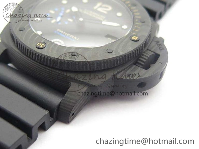 PAM616 Carbotech VSF Best Edition On Blue Logo Black Rubber Strap P.9000 Super Clone V3 (Free Leather Strap) WeatherProof 8435
