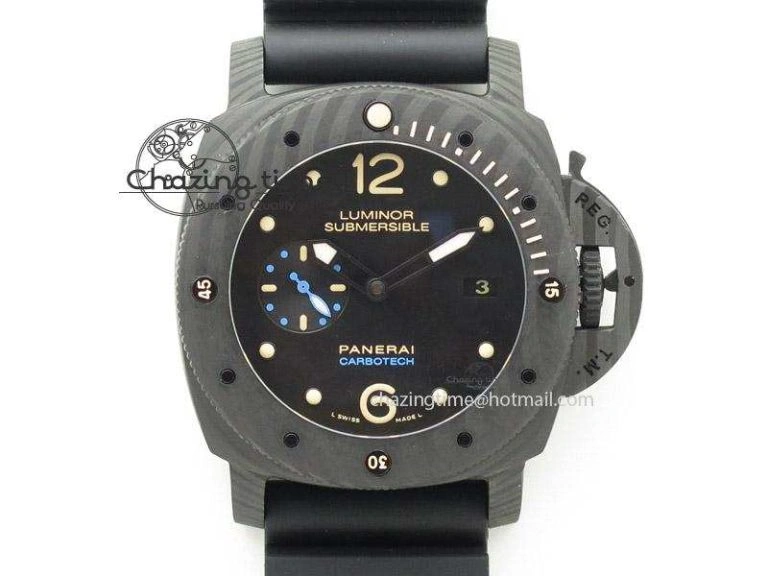 Affordable PAM616 Carbotech ZF Best Edition On Blue Logo Black Rubber Strap P 8564