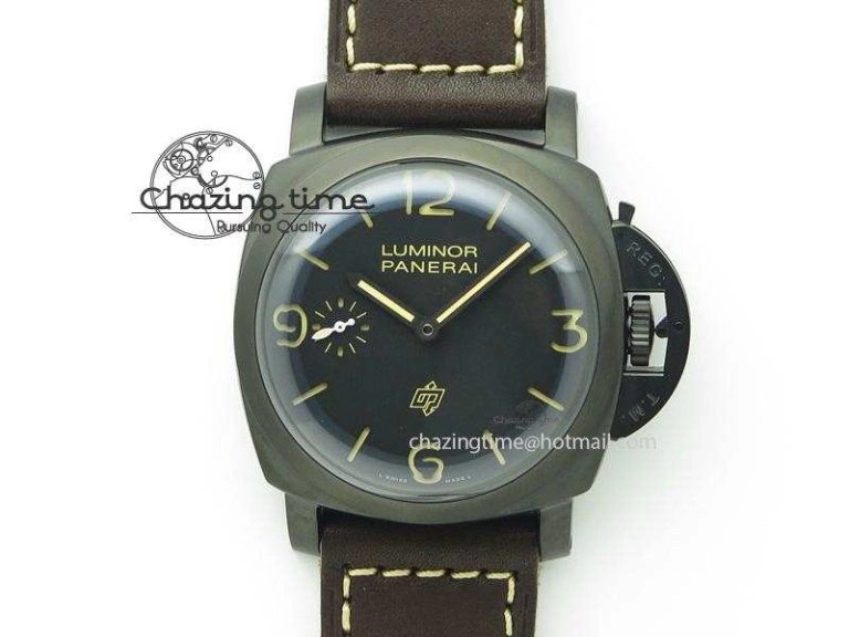 Unique PAM617 R Luminor 1950 DLC V6F California Dial Sapphire Crystal On Brown Leather Strap P 8526