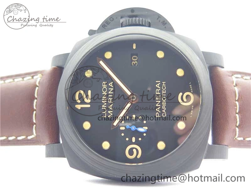 Timeless PAM661 Carbotech VSF 1:1 Best Edition on Brown Leather Strap P.9010 Clone 8413
