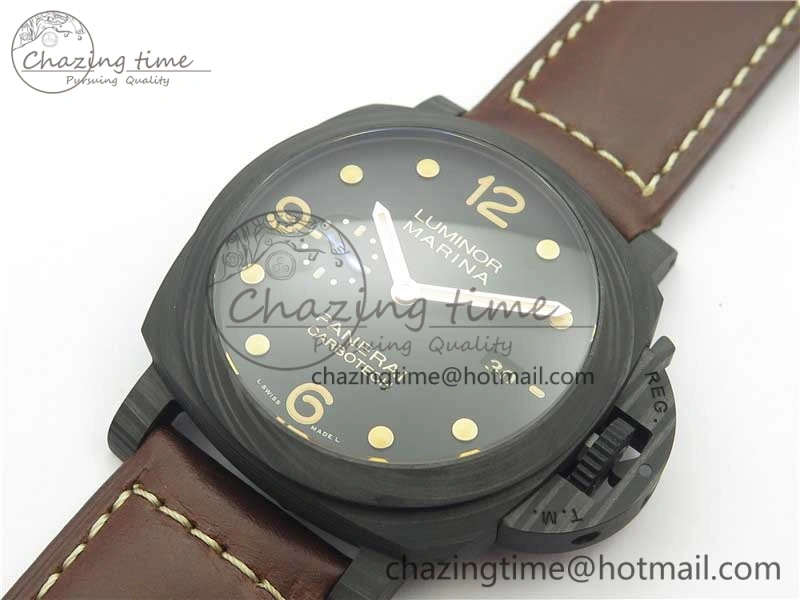 Timeless PAM661 Carbotech VSF 1:1 Best Edition on Brown Leather Strap P.9010 Clone 8413