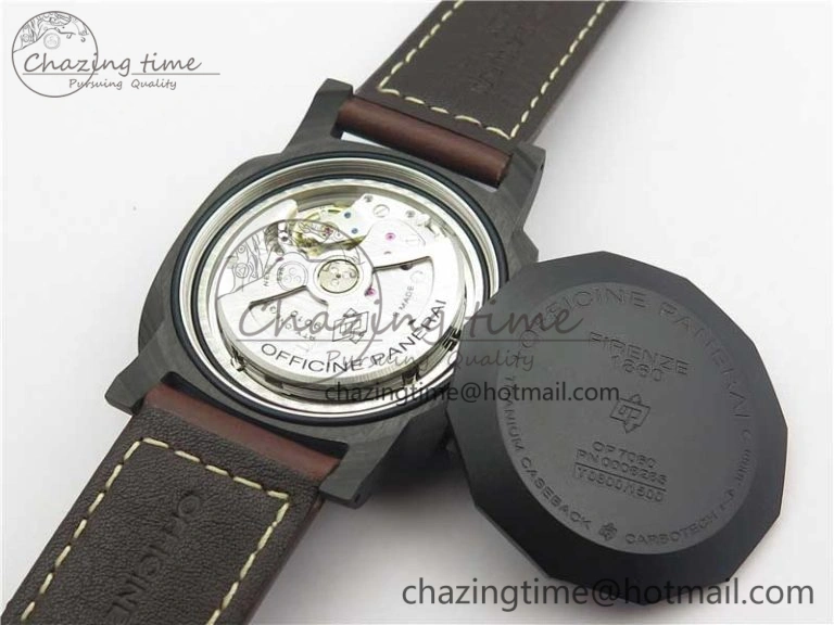 Timeless PAM661 Carbotech VSF 1:1 Best Edition on Brown Leather Strap P.9010 Clone 8413
