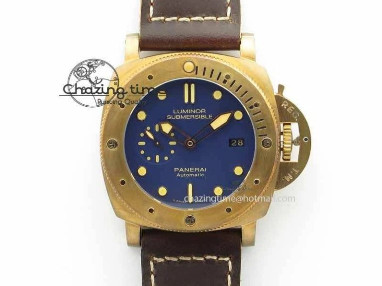 PAM671 T Bronzo XF Best Edition Blue Dial On Dark Brown Leather Strap P.9010 V FashionForward 8458