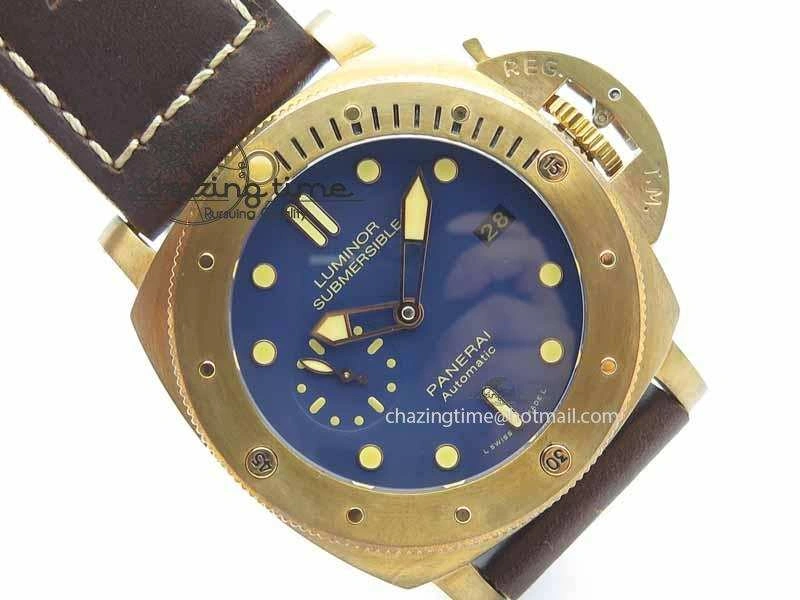 PAM671 T Bronzo XF Best Edition Blue Dial On Dark Brown Leather Strap P.9010 V FashionForward 8458