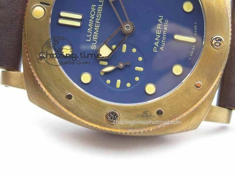 PAM671 T Bronzo XF Best Edition Blue Dial On Dark Brown Leather Strap P.9010 V FashionForward 8458