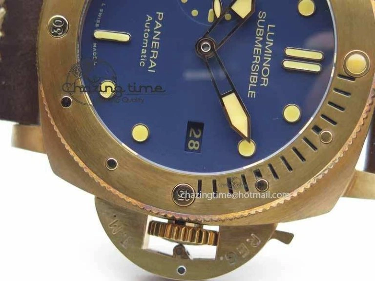 PAM671 T Bronzo XF Best Edition Blue Dial On Dark Brown Leather Strap P.9010 V FashionForward 8458