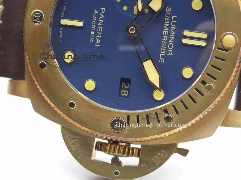 PAM671 T Bronzo XF Best Edition Blue Dial On Dark Brown Leather Strap P.9010 V FashionForward 8458