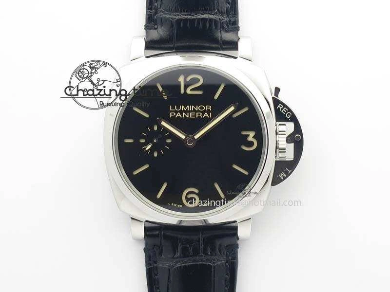 Comfortable PAM676 Luminor Due 3 Days Acciaio V6F Best Edition On Black Leather Strap P. 8492