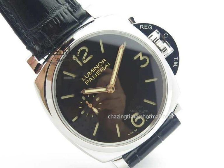 Comfortable PAM676 Luminor Due 3 Days Acciaio V6F Best Edition On Black Leather Strap P. 8492