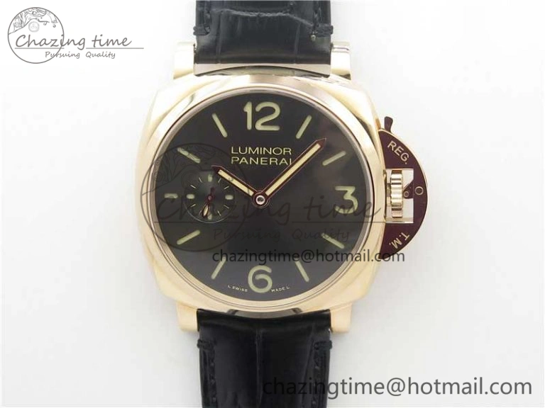 PAM677 Luminor Due 3 Days Acciaio RG XF Best Edition on Black Leather Strap P. FashionForward 8416