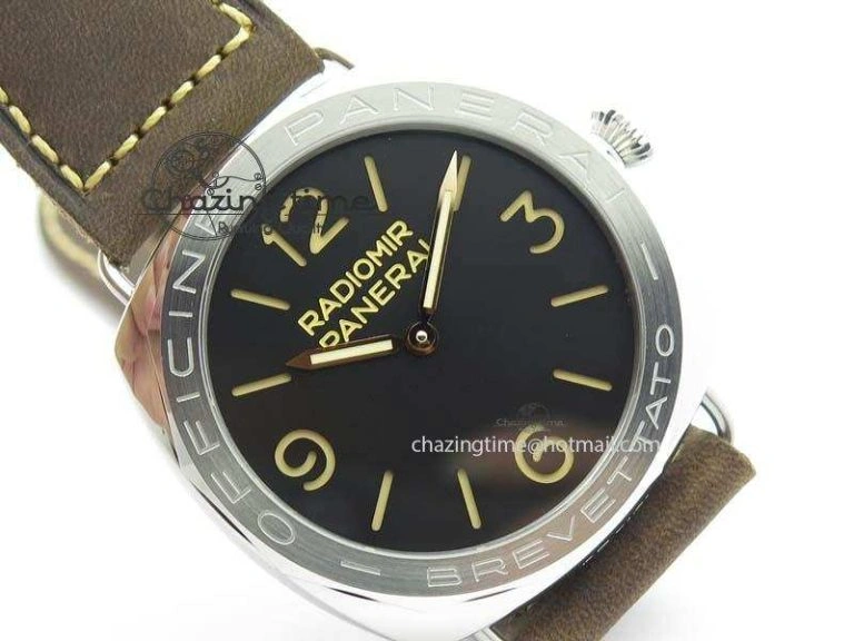 PAM685 Acciaio Brevettato SF Best Edition Black Dial On Brown Leather Strap P.3000 Super Clone Fashionable 8473