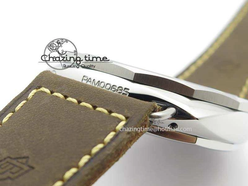 PAM685 Acciaio Brevettato SF Best Edition Black Dial On Brown Leather Strap P.3000 Super Clone Fashionable 8473