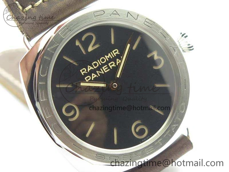 PAM685 SS ZF 1:1 Best Edition Black Dial On Leather Strap P.3000 Super Clone Lightweight 8431