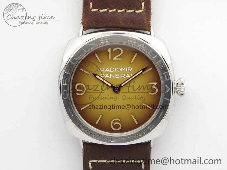 TimelessDesign PAM687 Acciaio Brevettato ZF 1:1 Best Edition Brown Dial On Brown Leather Strap P.3000 Super Clone 8434