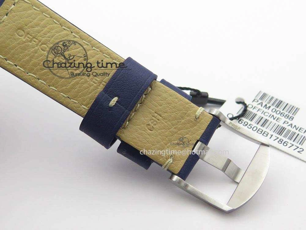 Premium PAM688 S VSF 1:1 Best Edition Blue Dial On Blue Leather Strap P.9001 Super Clone V 8446