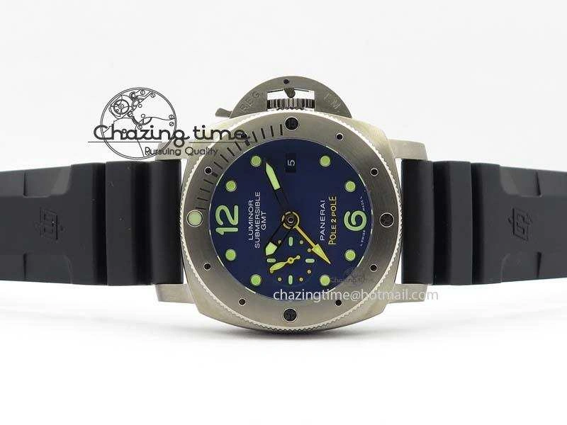 Breathable PAM719 S Titanium “Pole2Pole ” V6F 1:1 Best Edition On Black Rubber Strap P.9001 Super Clone 8474