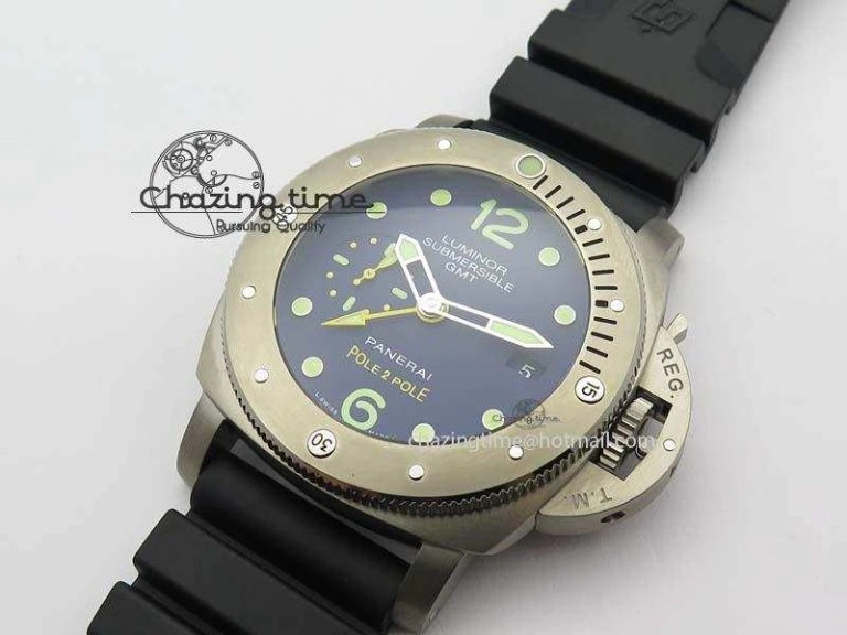 Breathable PAM719 S Titanium “Pole2Pole ” V6F 1:1 Best Edition On Black Rubber Strap P.9001 Super Clone 8474
