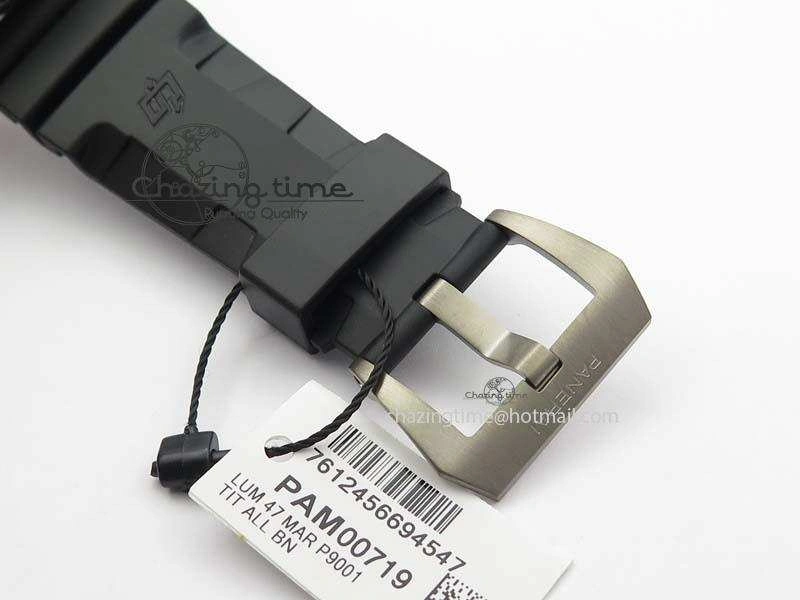 Breathable PAM719 S Titanium “Pole2Pole ” V6F 1:1 Best Edition On Black Rubber Strap P.9001 Super Clone 8474