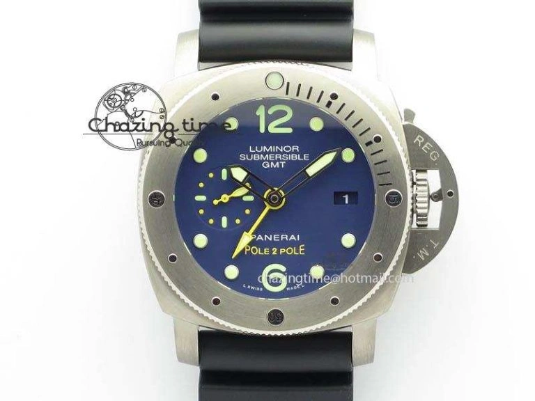PAM719 S Titanium “Pole2Pole ” VSF 1:1 Best Edition On Black Rubber Strap P.9001 Super Clone EasyMatch 8443