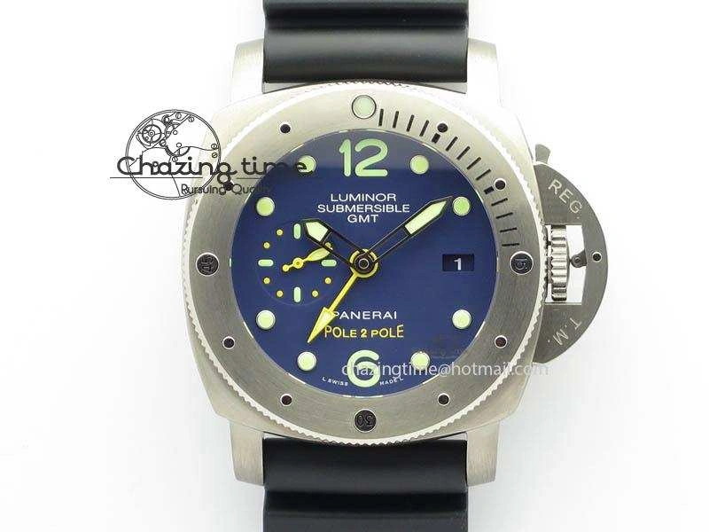 PAM719 S Titanium “Pole2Pole ” VSF 1:1 Best Edition On Black Rubber Strap P.9001 Super Clone EasyMatch 8443