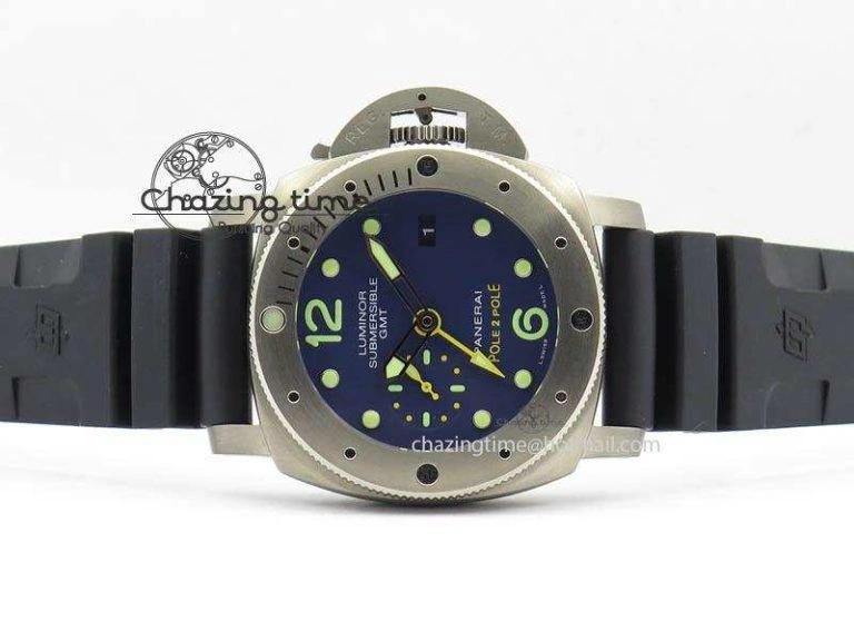 PAM719 S Titanium “Pole2Pole ” VSF 1:1 Best Edition On Black Rubber Strap P.9001 Super Clone EasyMatch 8443