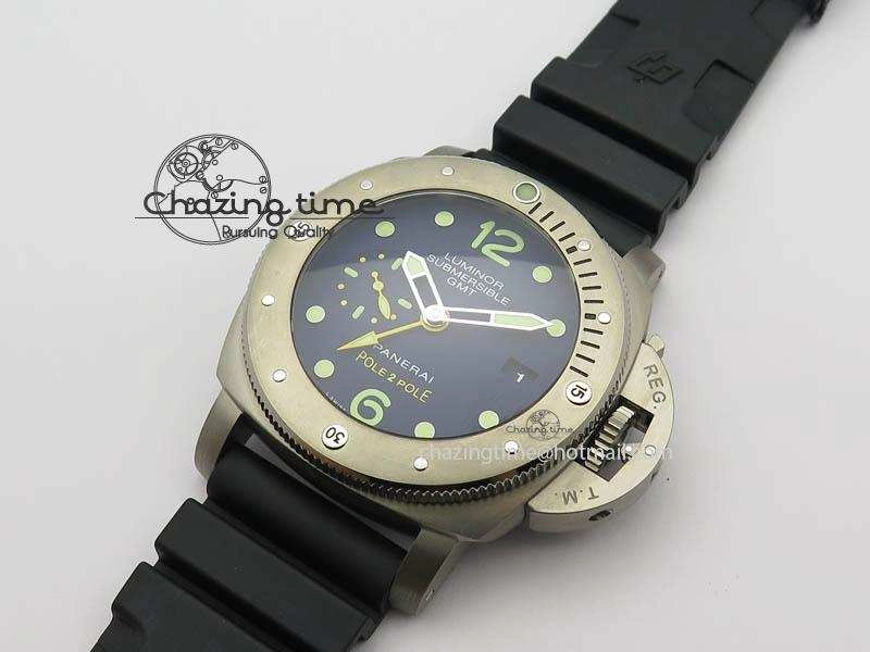 PAM719 S Titanium “Pole2Pole ” VSF 1:1 Best Edition On Black Rubber Strap P.9001 Super Clone EasyMatch 8443