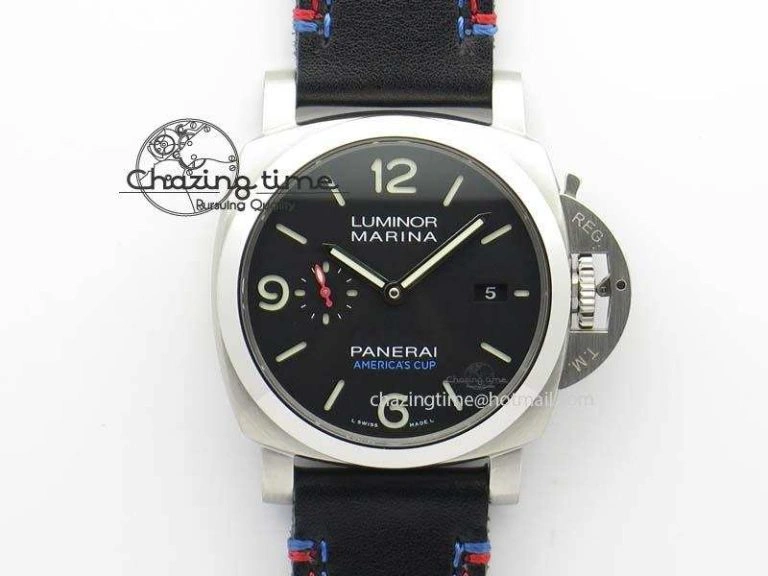 PAM727 T America’s Cup V6F 1:1 Best Edition On Thick Black Leather Strap P Upgraded 8478