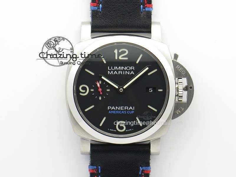 PAM727 T America’s Cup V6F 1:1 Best Edition On Thick Black Leather Strap P Upgraded 8478