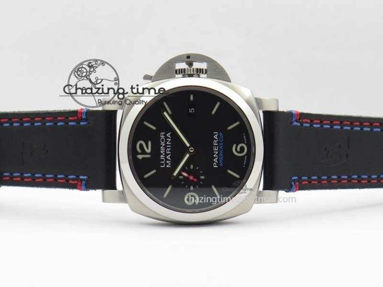 PAM727 T America’s Cup V6F 1:1 Best Edition On Thick Black Leather Strap P Upgraded 8478
