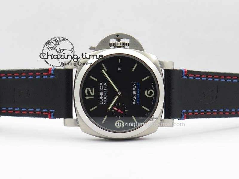 PAM727 T America’s Cup V6F 1:1 Best Edition On Thick Black Leather Strap P Upgraded 8478
