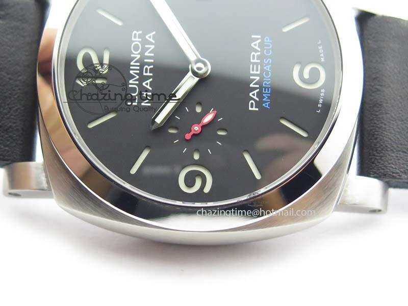 PAM727 T America’s Cup V6F 1:1 Best Edition On Thick Black Leather Strap P Upgraded 8478