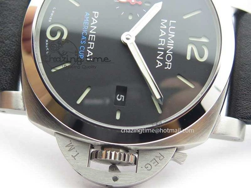 PAM727 T America’s Cup V6F 1:1 Best Edition On Thick Black Leather Strap P Upgraded 8478